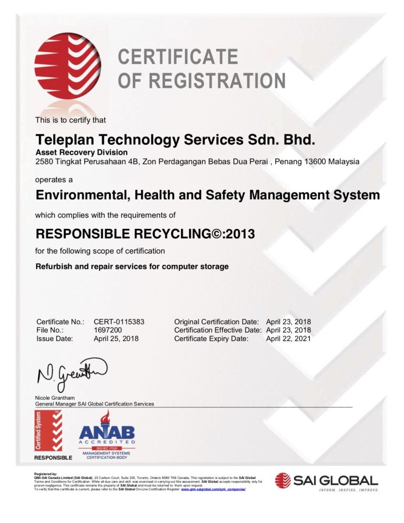 Teleplan R2 SERI Certificate Malaysia
